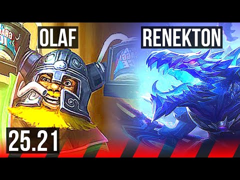 OLAF vs RENEKTON (TOP) | 8 solo kills, Legendary, Rank 11 Olaf | KR Grandmaster | 25.21