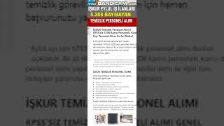 İŞKUR Temizlik Personel Alımı! KPSS’siz 5208 Kamu Personeli, Kamu Dışı