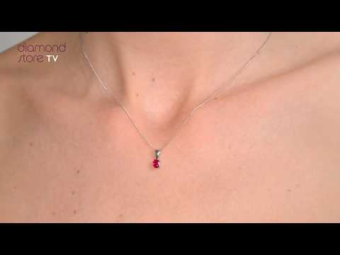 FER23-TY - Lovely Ruby 5 x 4mm 18K White Gold Pendant