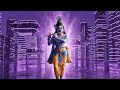 Lord Krishna In A Futuristic Neon City Violet Rain Cinematic Scene