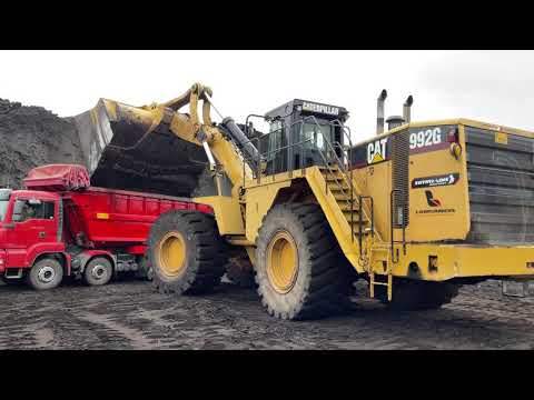 Caterpillar 992G Wheel Loader Loading Trucks With One Pass - Sotiriadis/Labrianidis Mining Works