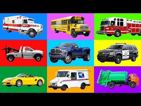 Learning street vehicles names and sounds for kids - Cars and Trucks - Cars for kids