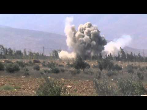 استهداف عربة دوشكا بعبوة ناسفة من قبل كتيبة الحمزة على طريق حمص القصير