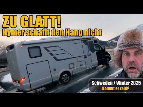 Eisglatte Bergstrasse – Hymer kommt nicht rauf!