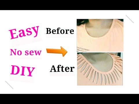 No SEW DIY-part1|convert plain neck t-shirt into Fancy|AlwaysPrettyUseful by PriyaChavaan Video