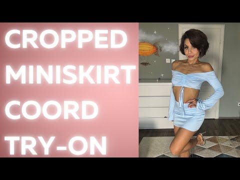 Cropped Skintight Co-ord Try-on║ Natural petite body ║ 4K
