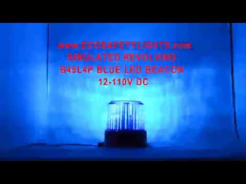 B45L4P BLUE LED MEDIUM BEACON EMERGENCY WARNING LIGHT FORKLIFT  12-110VDC STROBE EFFECT