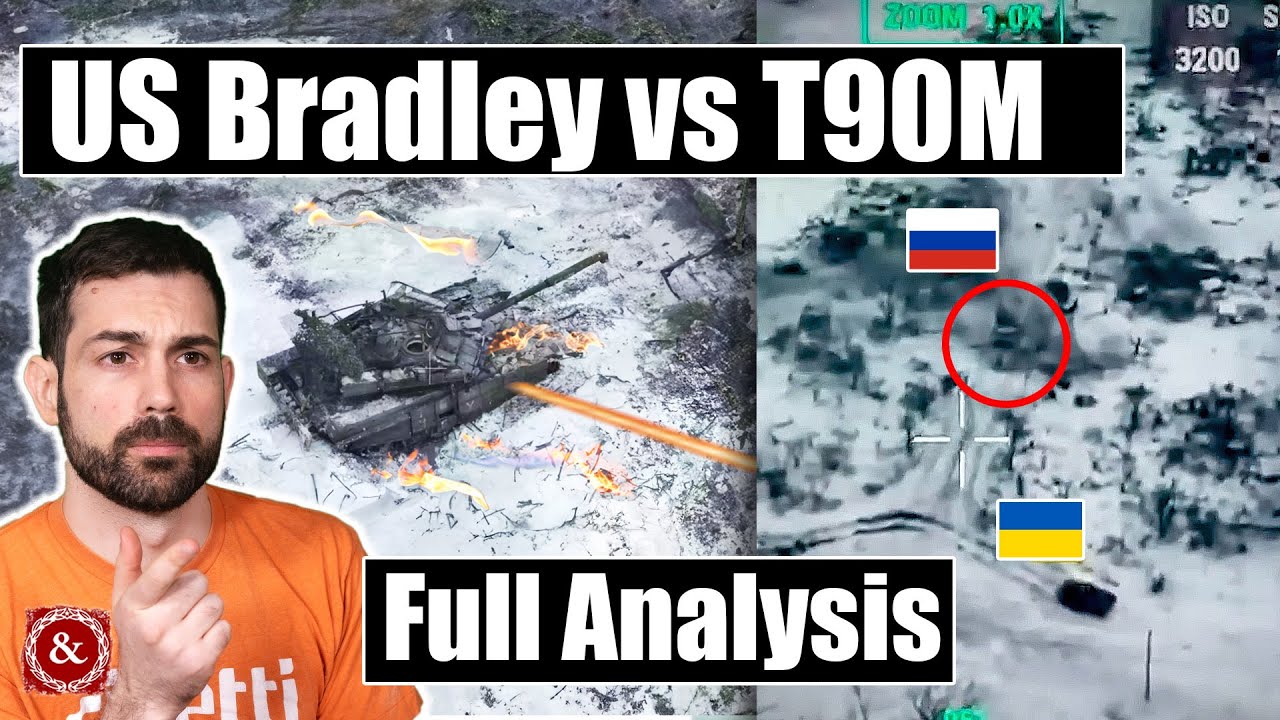 Ukrainian Bradley Battles Russian T90M Tank near Avdiivka