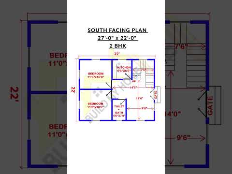27 x 22 South Facing Plan/ 27 x 22 home design/ 27 x 22 ghar ka naksha/ #buildmyhome #shorts #home