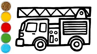 Fire Truck Drawing, Painting, Coloring for Kids & Toddlers | Basic How to Draw, Paint Tips