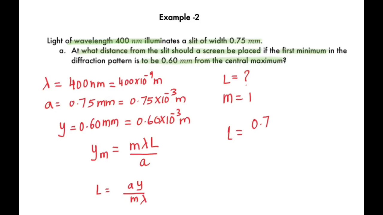 Single slit diffraction-sample problem 2