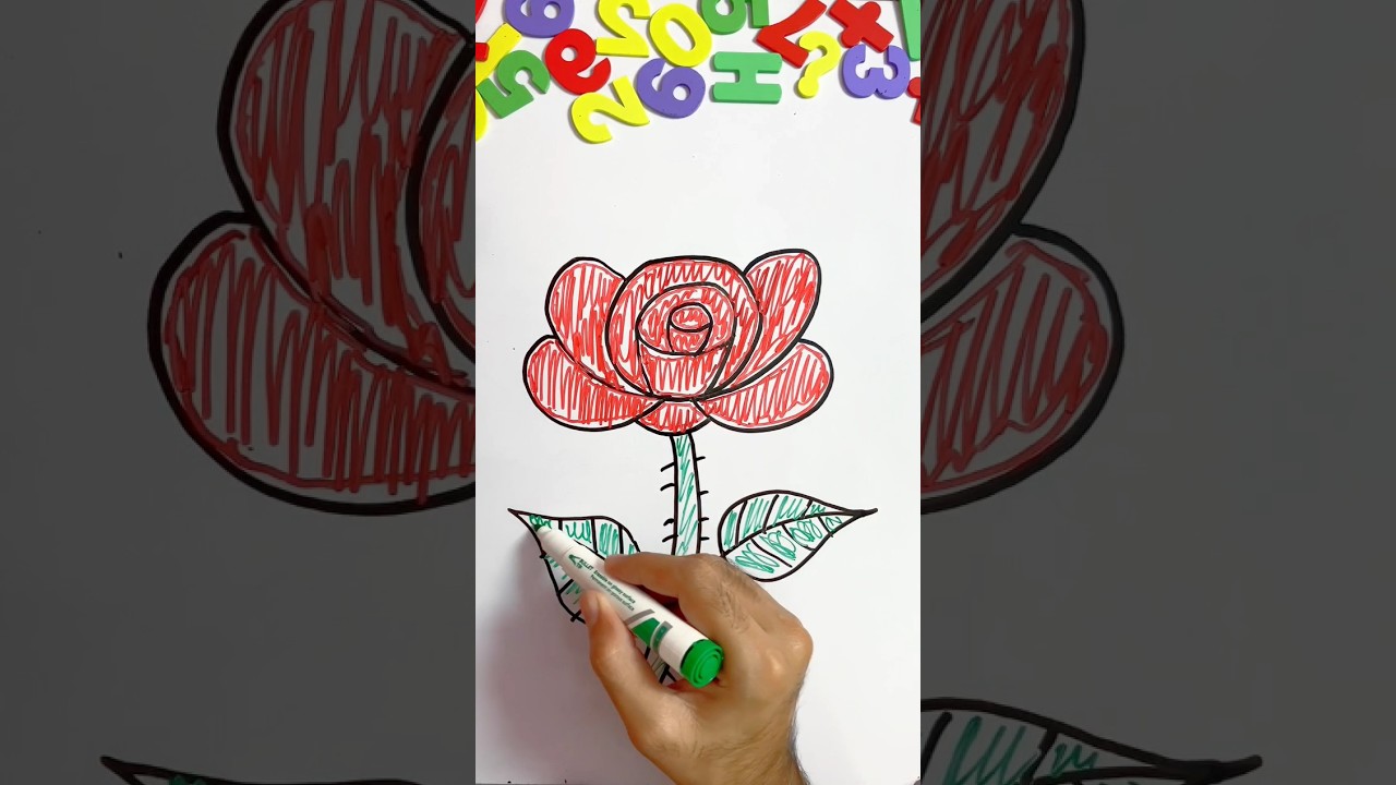Coloring a Rose #coloring #rosedrawing #shorts