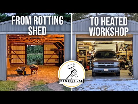Rotting machine shed renovation — 1 year in 13 minutes