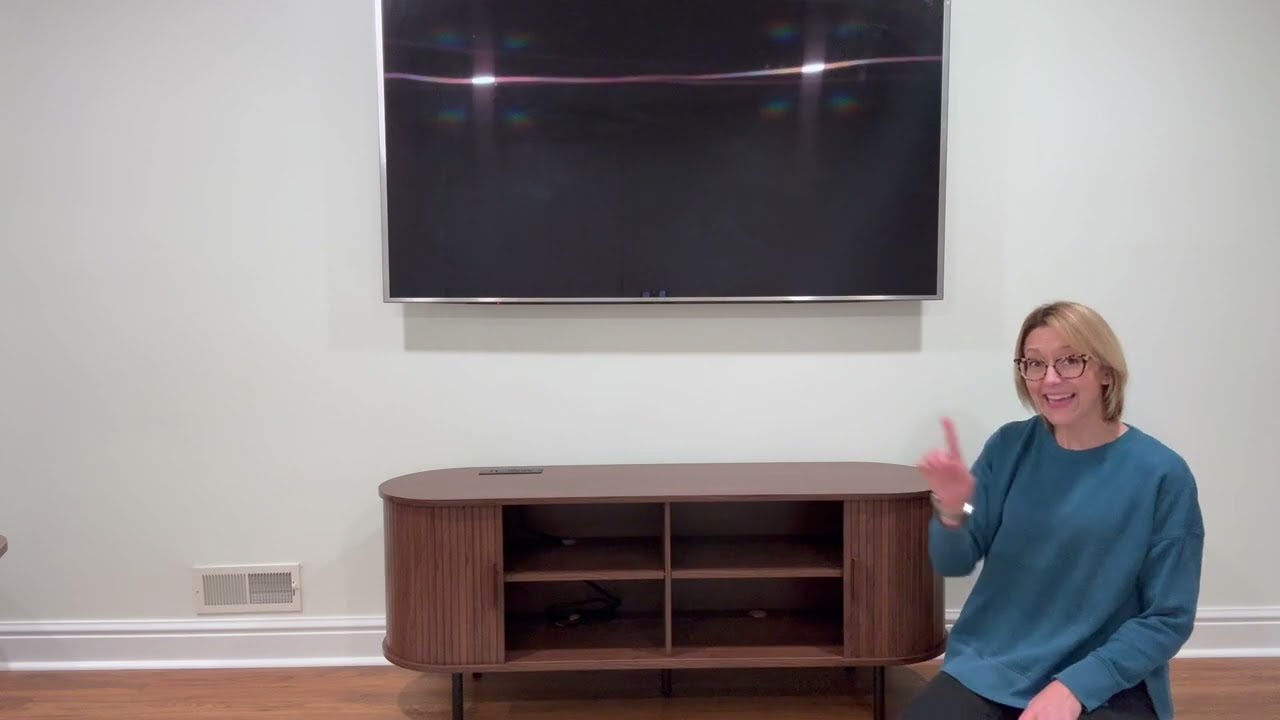 Mid-Century Modern TV Stand - Walnut Charm with Power & Storage