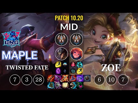 LNG Maple Twisted Fate vs Zoe Mid - KR Patch 10.20