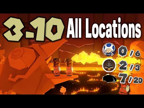 🌠  3-10 Fire Vellumental Cave - All Collectable Locations - Paper Mario : The Origami King