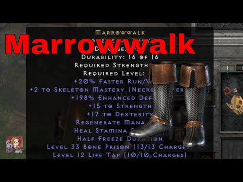 D2R Unique Items - Marrowwalk (Boneweave Boots)