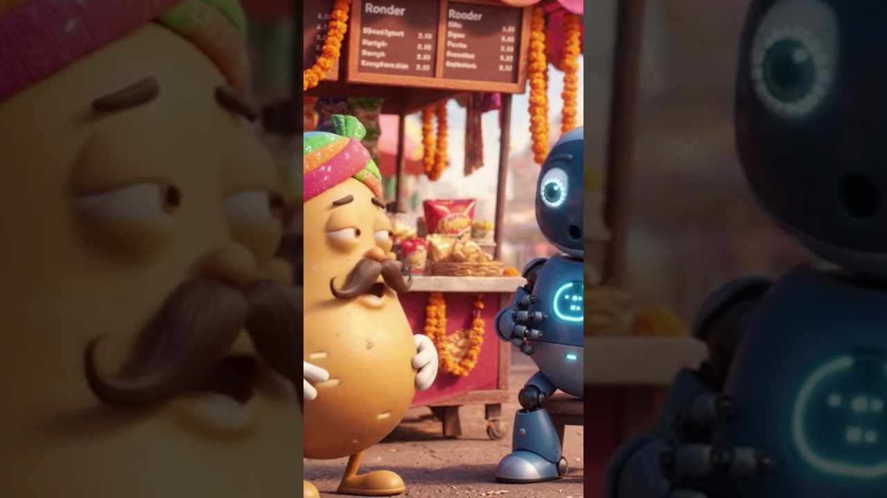 Robot Ka Pehla Customer 😂🤖🥔 | Aloo Ne Kiya Funny Kalesh | AI Comedy Shorts #Shorts#luckygameplay#ex