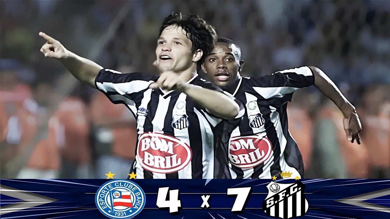 Bahia 4x7 Santos ●Campeonato Brasileiro 2003● ★Melhores Momentos★ ●Show de Diego e Robinho●