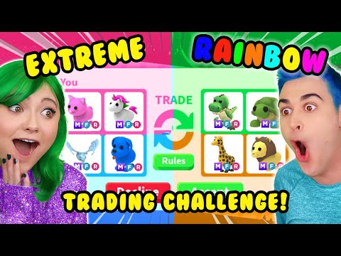 Couples EXTREME *RAINBOW TRADING CHALLENGE*! Trading Only Mega Dream Pets to *BF* in ADOPT ME ROBLOX