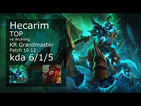 Hecarim vs Wukong Top - KR Grandmaster 6/1/5 Patch 10.12 Gameplay // [롤] 헤카림 vs 오공 탑