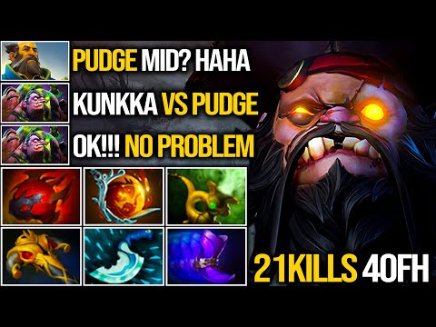 21Kills 40 Flesh Heap! Pudge VS Kunkka Mid | Pudge Official