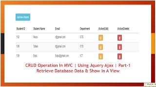 CRUD Operations In MVC | Using Jquery Ajax | Part-1 Retrieve Database Data &amp; Show In A View