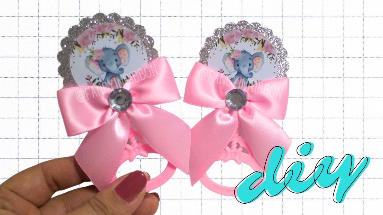 DIY: Pink Baby Elephant Baby Shower Rattles Guest Pins