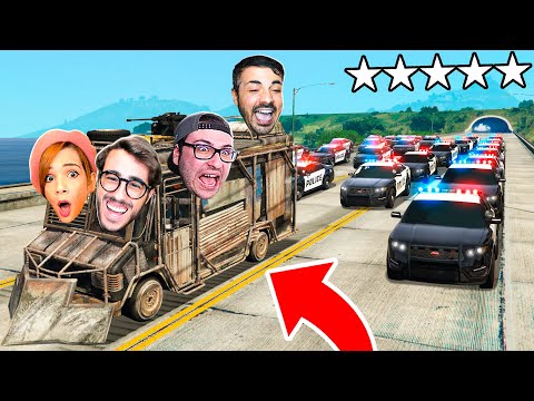 FUGA DALLE 5 STELLE DI POLIZIA CON IL CAMPER BLINDATO! - Gta 5