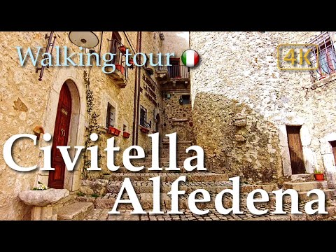 Civitella Alfedena (Abruzzo), Italy【Walking Tour】History in Subtitles - 4K