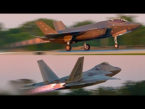F-22 Raptor & F-35 Lightning II TWILIGHT Demos! EAA AirVenture Oshkosh 2025