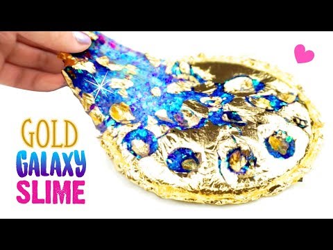 THE MOST SATISFYING SLIME HACK!! How To Make DIY Gold Leaf Galaxy Slime! Video