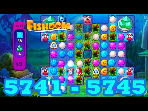 Fishdom Level 5741 - 5745 HD Walkthrough | 3 match puzzle | gameplay | android | 5742 | 5743 | 5744