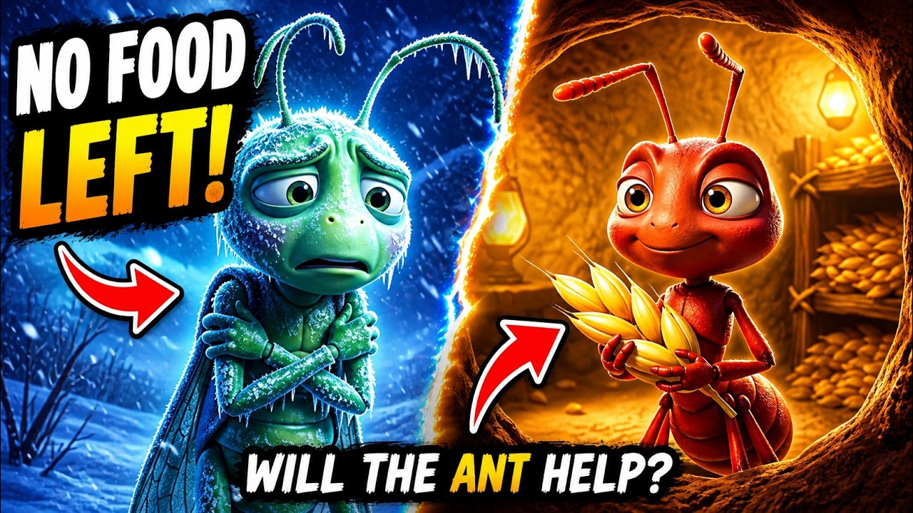 The Grasshopper and the Ant: No Food Left! 😱 | Emotional Animated Story for Kids