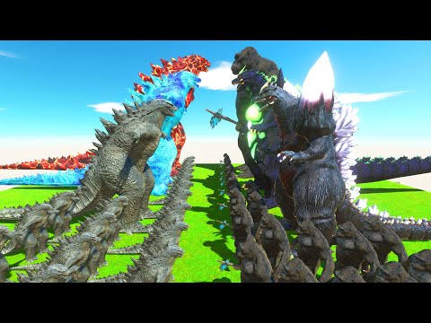 GODZILLA 2014 ICE LAVA DEATH RUN - KING KONG - SUPER HERO - Animal Revolt Battle Simulator