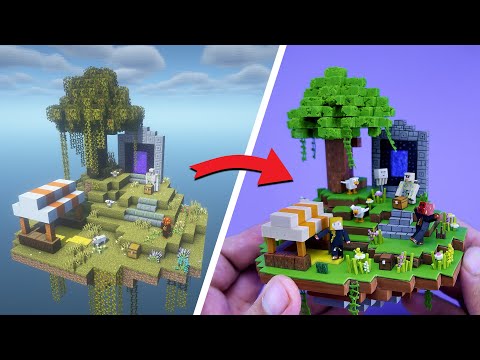 Creating a Tiny Polymer Clay Sky Island with a Minecraft Nether Portal