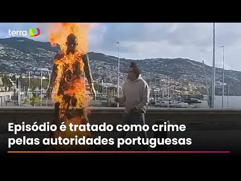 Estátua de Cristiano Ronaldo é incendiada em Portugal: ‘Este é o último aviso de Deus’