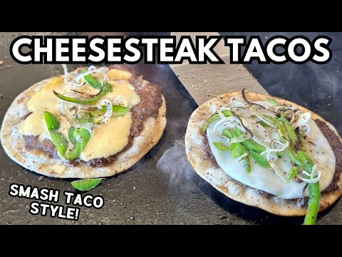Smashed Cheese Steak Tacos on the Blackstone