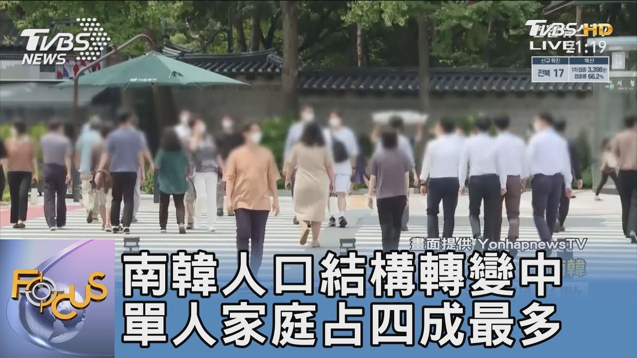南韓人口結構轉變中 單人家庭占四成最多