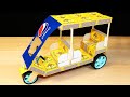 DIY Tuk Tuk Rickshaw At Home How To Make TukTuk Using MatchBox And Pepsi Cans
