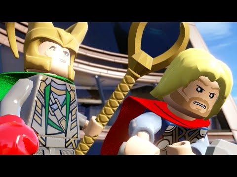 Lego Marvels Avengers Thor vs Loki on Stark Tower Boss Fight "The Avengers"