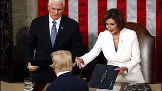 Watch: Awkward encounter between President Trump, House Speaker Nancy Pelosi