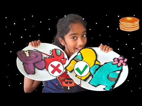 AMONG US PANCAKE ART CHALLENGE !! Learn to make DIY Pancake Art!