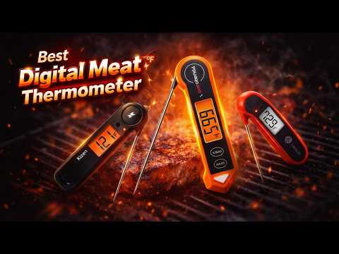 0.5 Sec Instant Read Meat Thermometer Digital with ±0.5℉ Precision, Food Thermometer for Cooking Kitchen Gadgets, Oven Grill Candy BBQ Essentials Accessories, Gifts for Him Dad Men Birthday, Red video review thumbnail