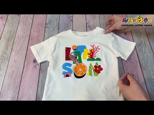 Футболка Lanson Kids с яркой надписью белая - видео