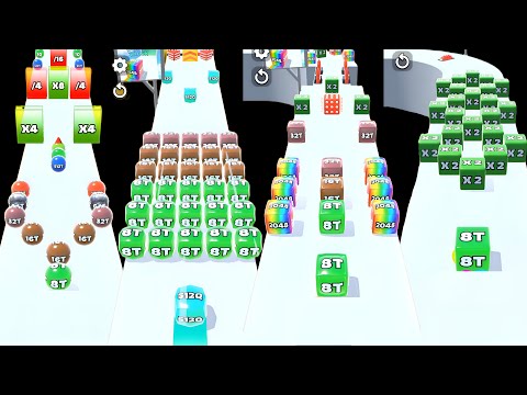 Jelly Run 2048 ULTIMATE Gameplay | 4 Shape Play Showdown! | 16F vs  8192e vs 2048e Race