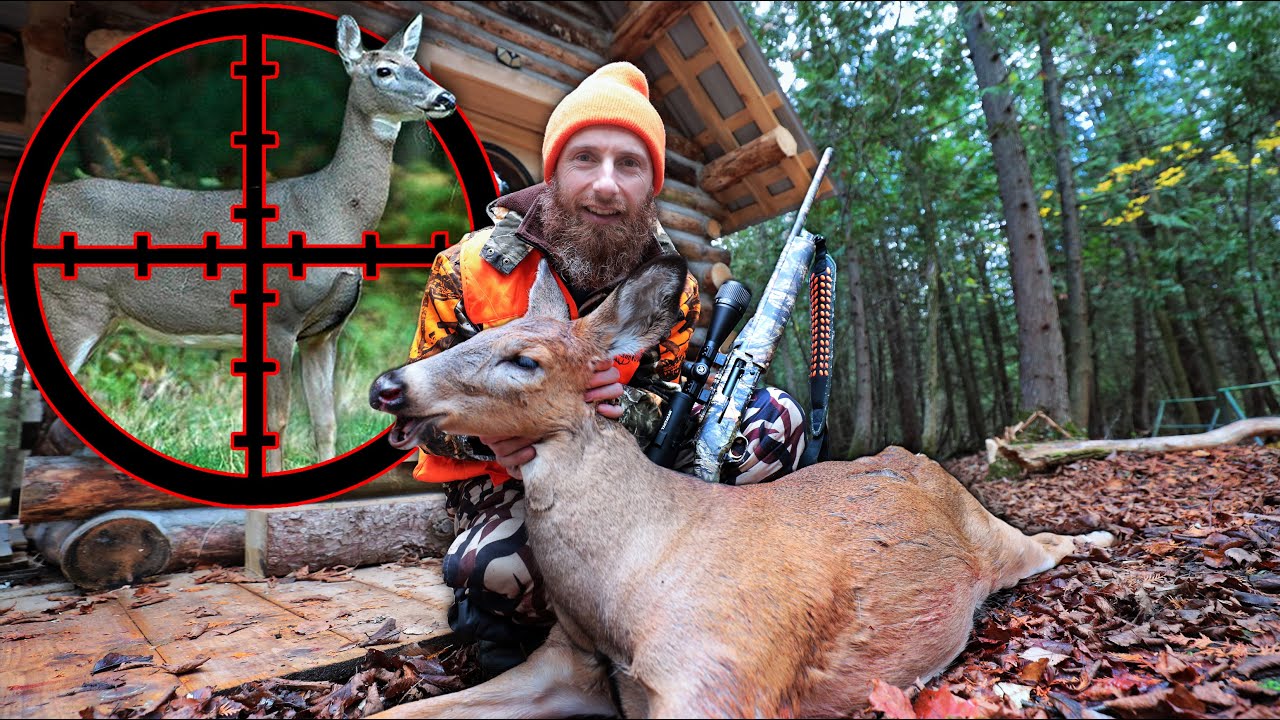Scope Hunting Wild Deer, Cook Fresh in Log Cabin! (ASMR)