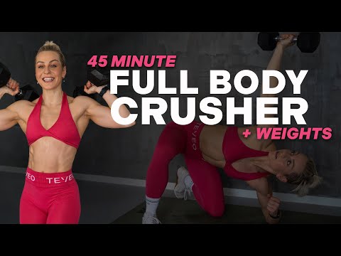 45 MIN FULL BODY CRUSHER | Strength + Conditioning | Dumbbell + Bodyweight Exercises | Super Sweaty