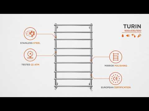 Водяной полотенцесушитель Mario Турин 1.1.4507.01.P (4820111353019, 900x530, хром/белый глянец/черный матовый)