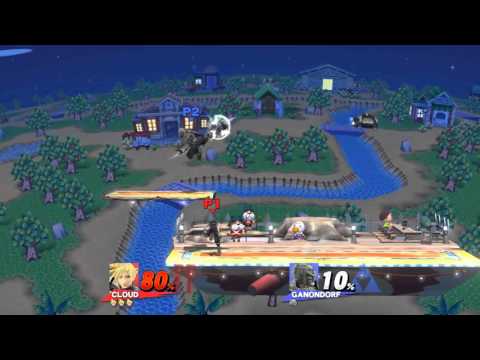 Smash Wii U - Judge(Cloud) vs Jitters(Ganondorf) - Grab ledge out of spike!